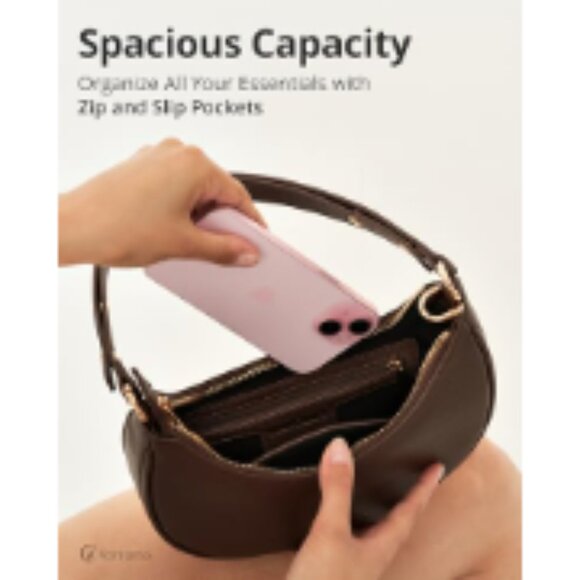 Faux Leather Half Moon Clutch with RFID Protection and Adjustable Strap